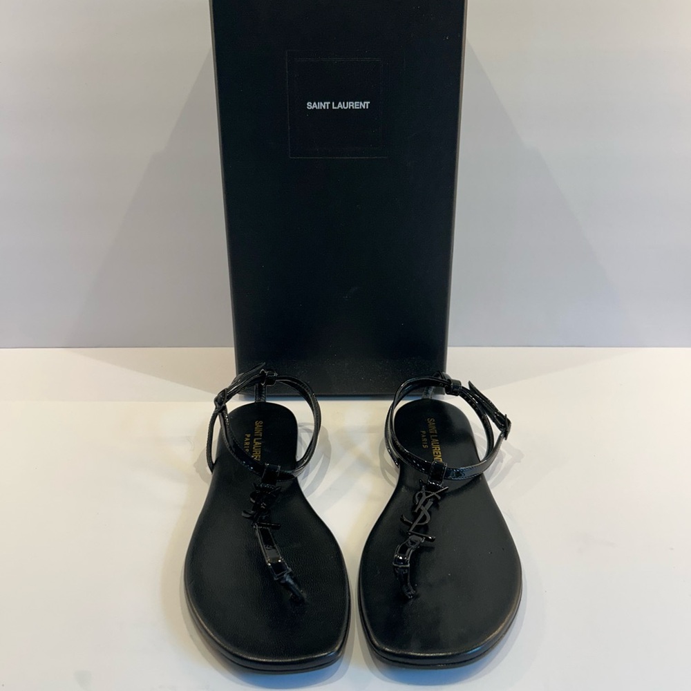 Saint Laurent Black Leather Sandals
